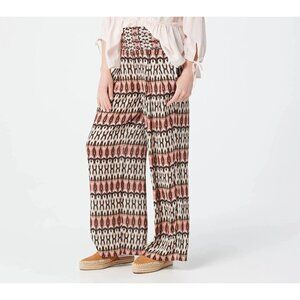 Haute Hippie Tribe Wide Leg Pants Womens Sz Medium Aztec Pink Brown Lightweight